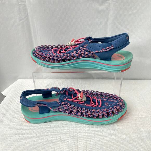 Keen Sandals Womens Size 7.5 Uneek Water Shoes Bungee Cord Slip On Blue Pink - Picture 10 of 11